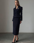 Elegant Dark Blue Suit Dress - Maelle Paris