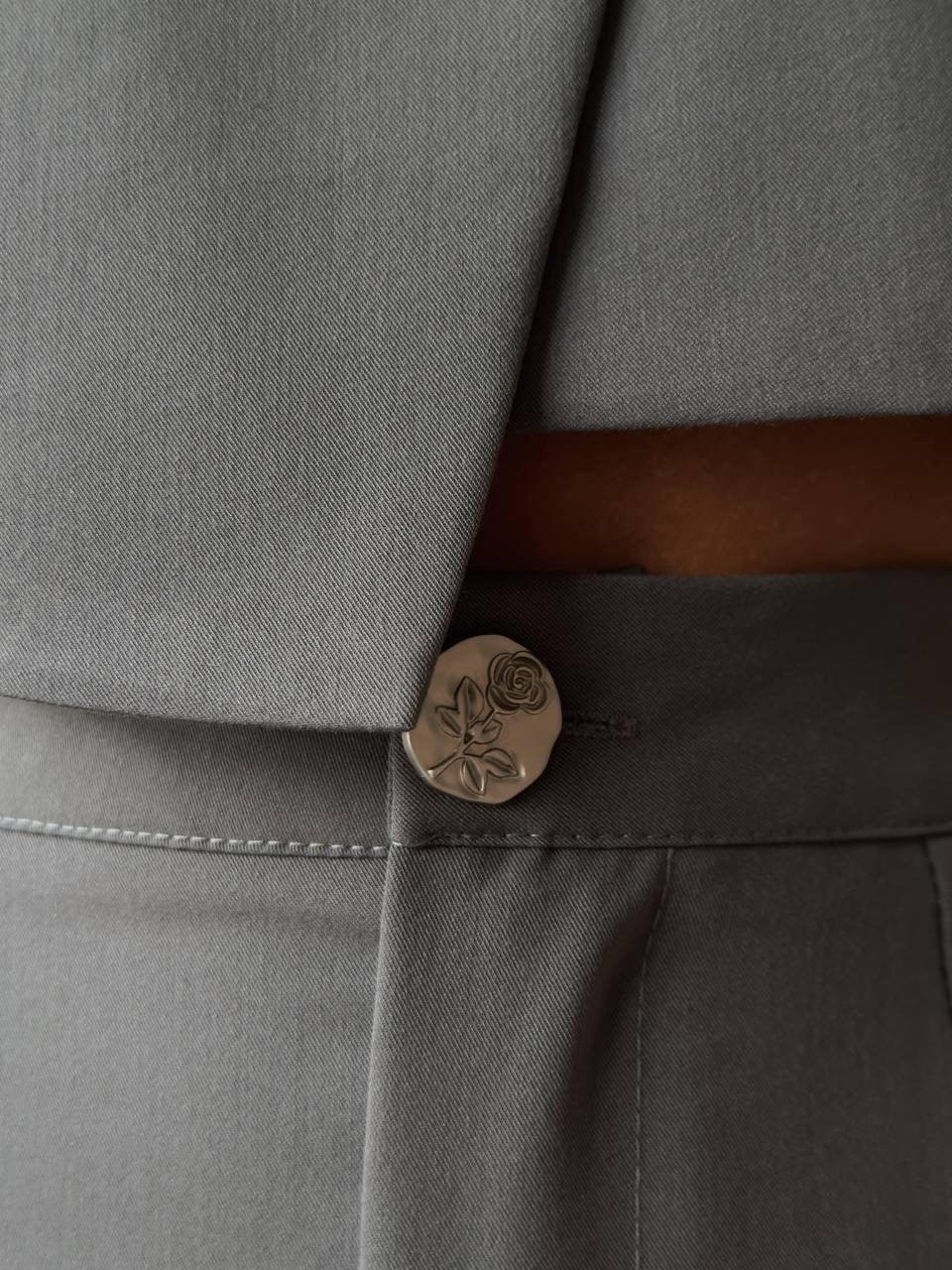 Elegant Gray Crop Jacket Dress - Maelle Paris