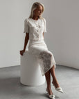 Completo elegante in pizzo bianco