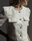 Completo elegante in pizzo bianco