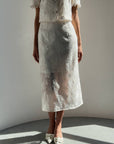 Completo elegante in pizzo bianco