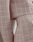 Conjunto de chaqueta corta y falda de tweed rosa