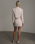 Conjunto de chaqueta corta y falda de tweed rosa