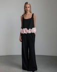 Ensemble pantalon large et haut à bordure fleurie