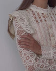 Lace Detail Cream Midi Dress